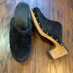 UGG Abbie Black Suede Clogs